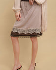 0122stepll Two-Piece Layered Lace Midi Skirt