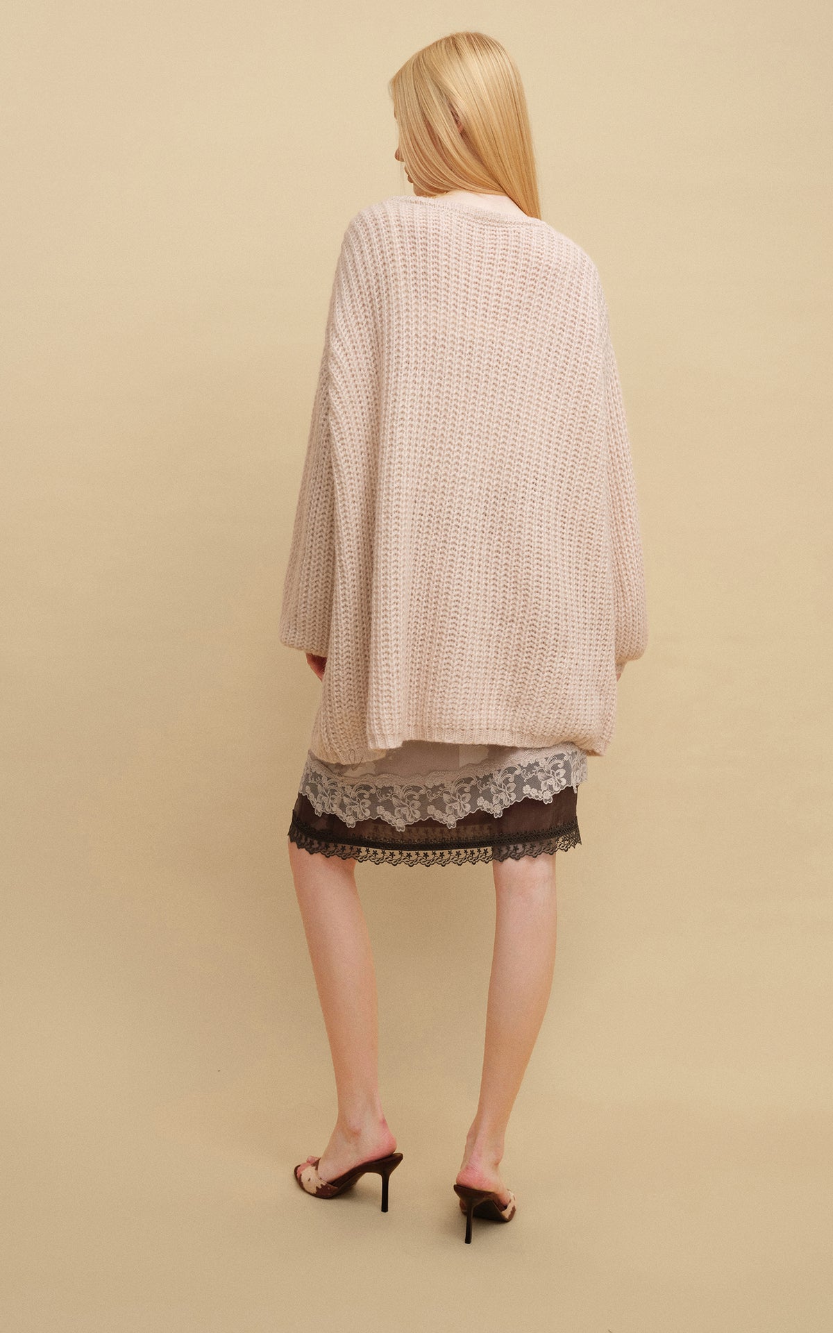 0122stepll Two-Piece Layered Lace Midi Skirt