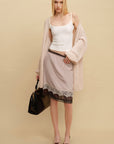 0122stepll Two-Piece Layered Lace Midi Skirt