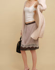 0122stepll Two-Piece Layered Lace Midi Skirt