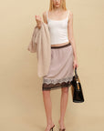 0122stepll Two-Piece Layered Lace Midi Skirt