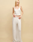 0122stepll Cloud Knit Cardigan, Cami & Wide-Leg Pants Set