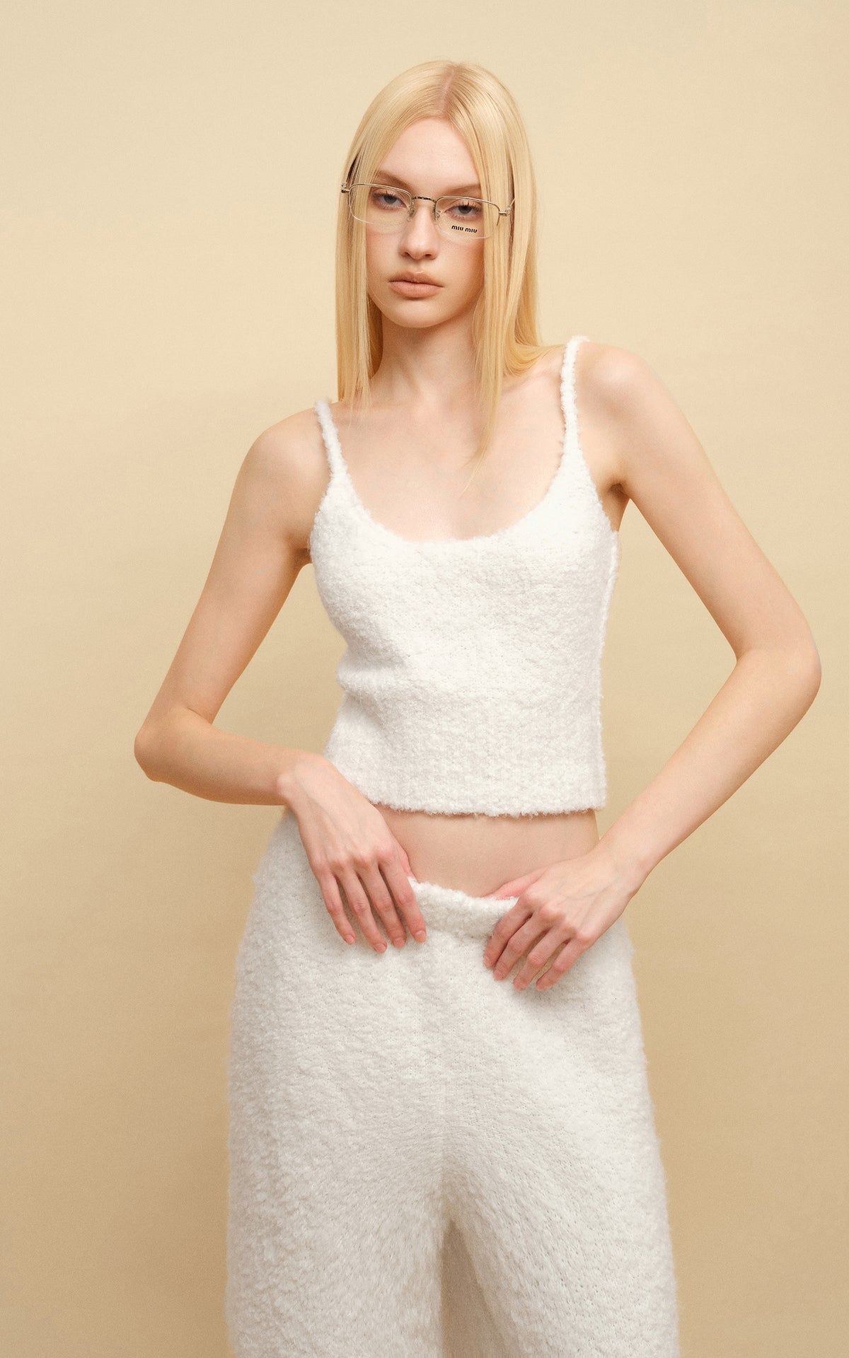 0122stepll Cloud Knit Cardigan, Cami &amp; Wide-Leg Pants Set