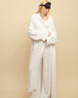 0122stepll Cloud Knit Cardigan, Cami & Wide-Leg Pants Set