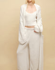 0122stepll Cloud Knit Cardigan, Cami & Wide-Leg Pants Set