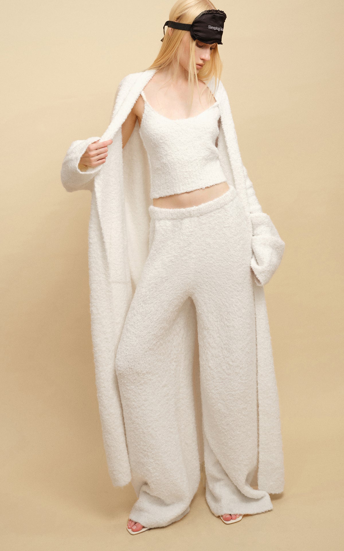 0122stepll Cloud Knit Cardigan, Cami &amp; Wide-Leg Pants Set