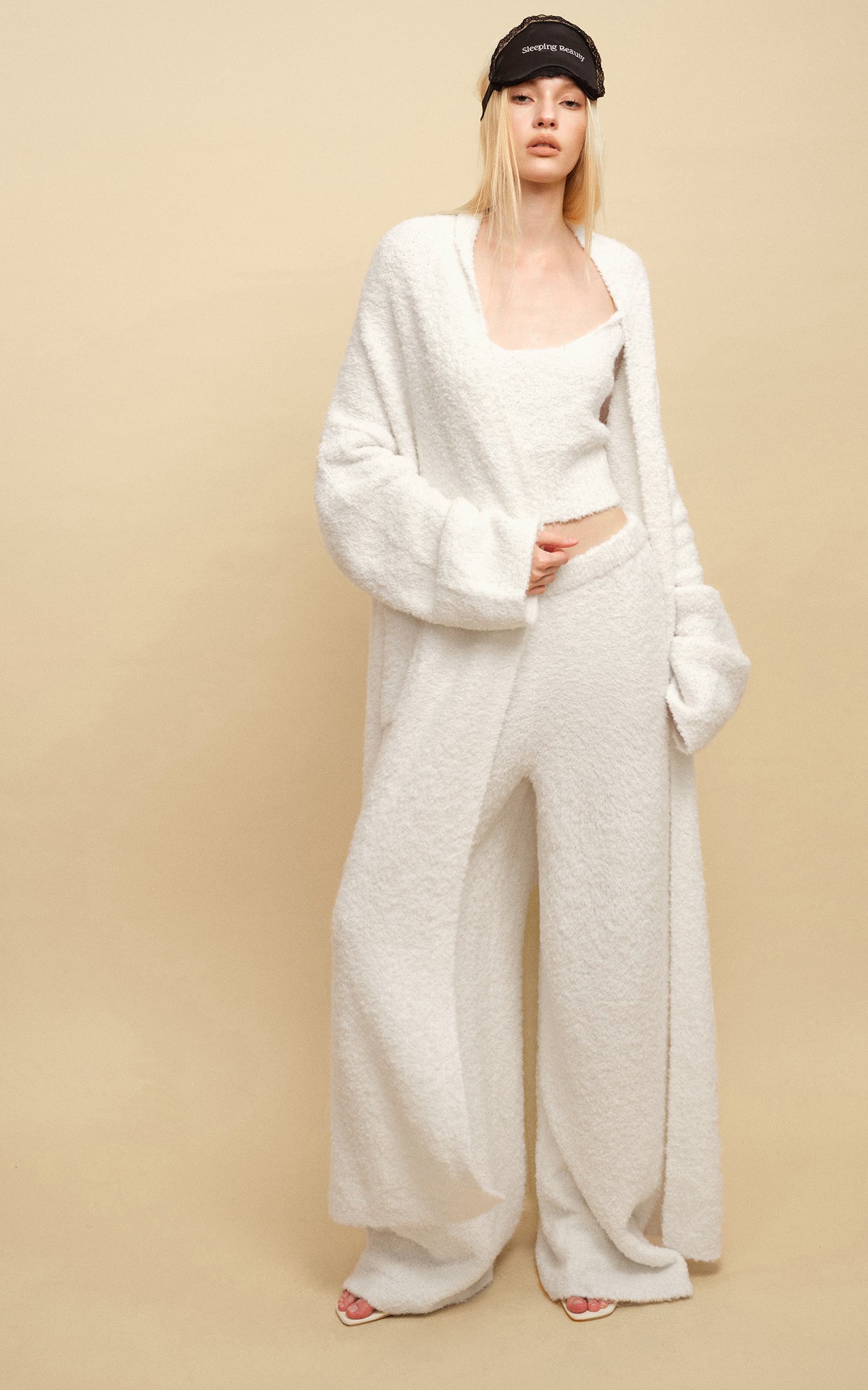 0122stepll Cloud Knit Cardigan, Cami &amp; Wide-Leg Pants Set