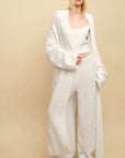 0122stepll Cloud Knit Cardigan, Cami & Wide-Leg Pants Set