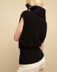 0122stepll Deconstructed Cable Knit Belted Turtleneck Vest