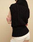 0122stepll Deconstructed Cable Knit Belted Turtleneck Vest