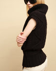 0122stepll Deconstructed Cable Knit Belted Turtleneck Vest