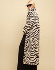0122stepll Zebra Faux Fur Long Coat