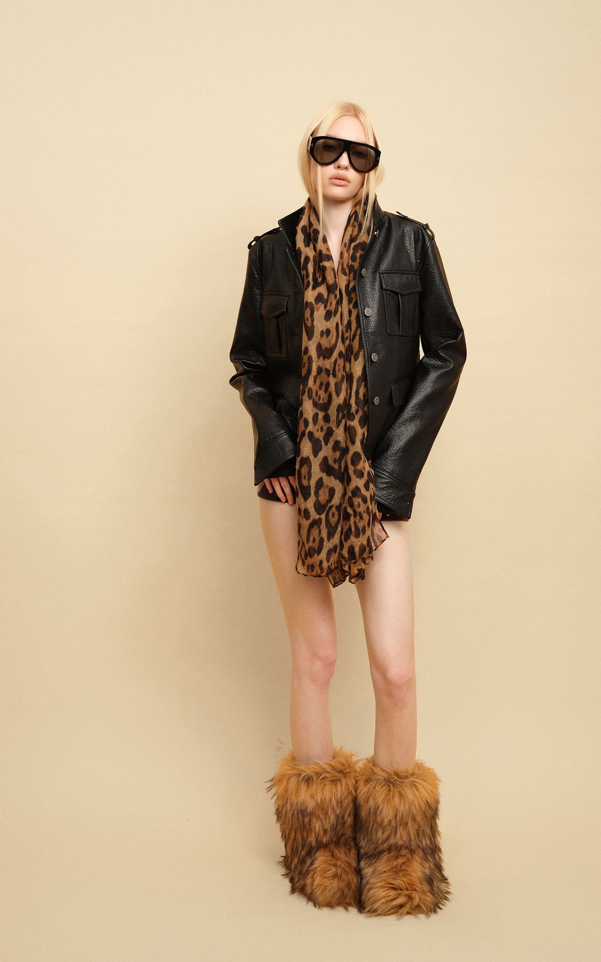 0122stepll Utility Pocket Leather Jacket