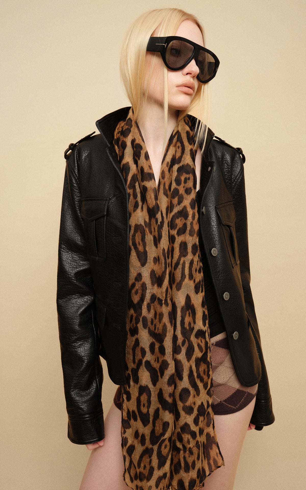 0122stepll Utility Pocket Leather Jacket