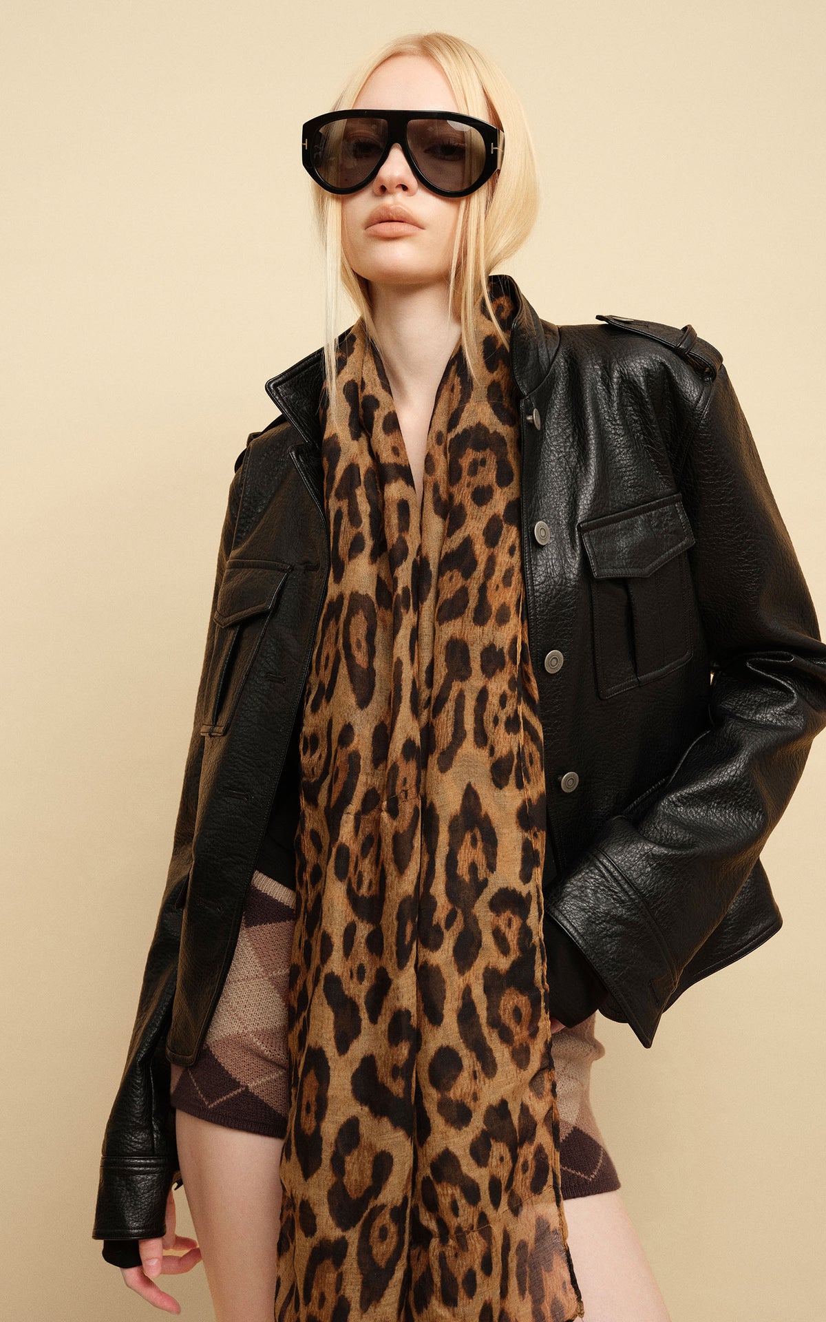 0122stepll Utility Pocket Leather Jacket