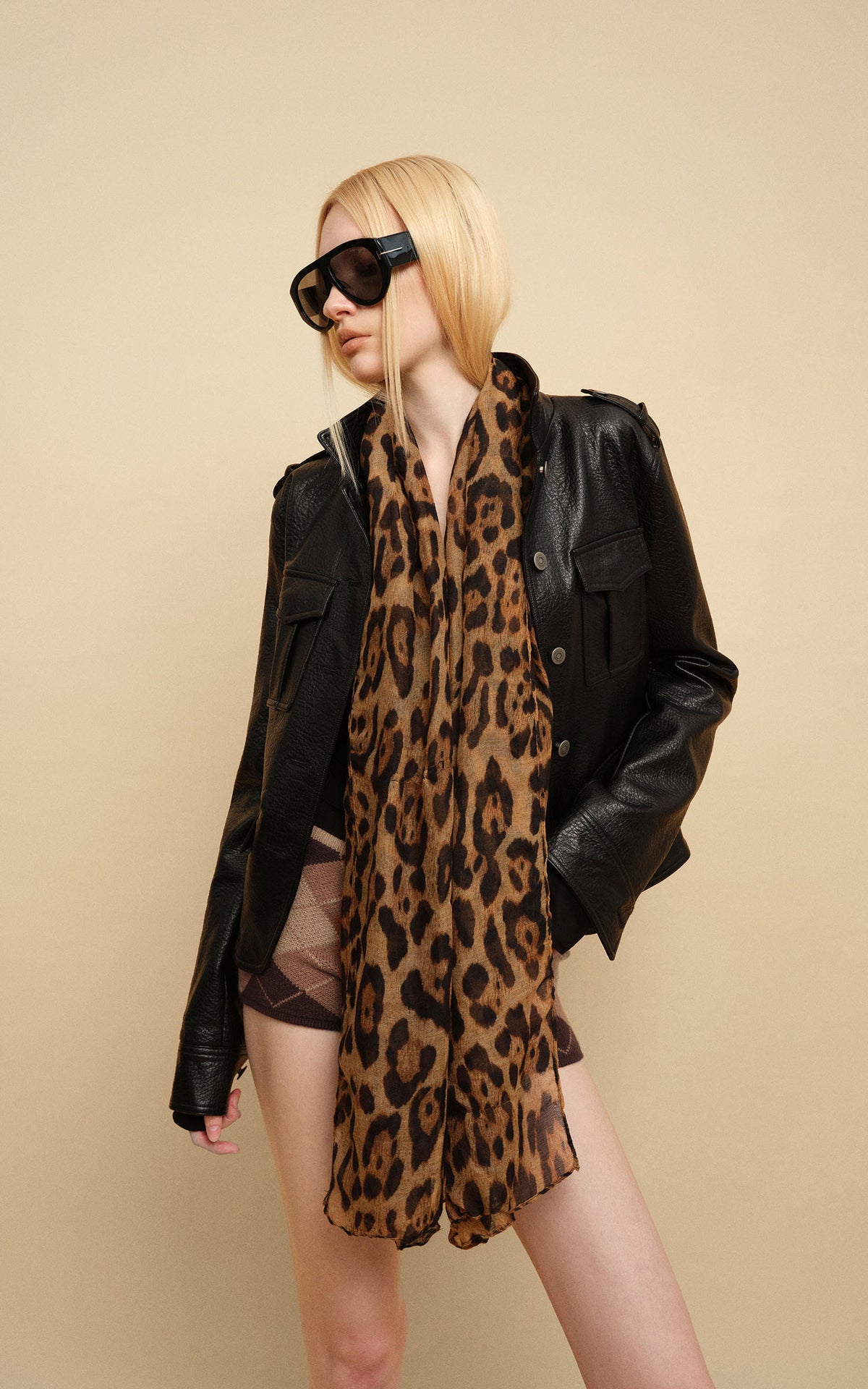 0122stepll Utility Pocket Leather Jacket
