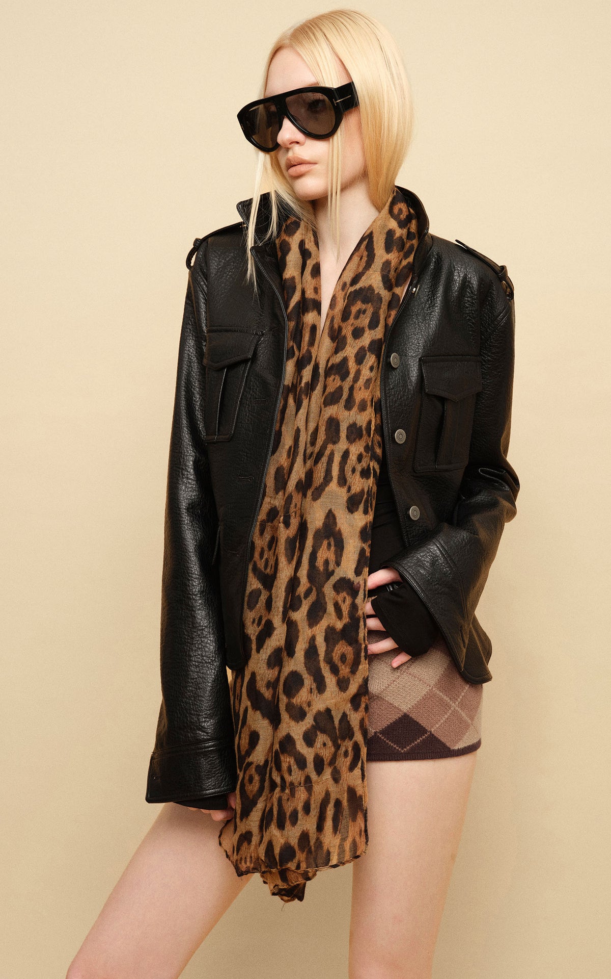 0122stepll Utility Pocket Leather Jacket