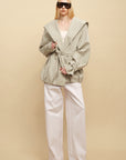 0122stepll Hooded Belted Trench Jacket