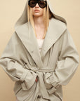 0122stepll Hooded Belted Trench Jacket