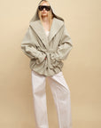 0122stepll Hooded Belted Trench Jacket