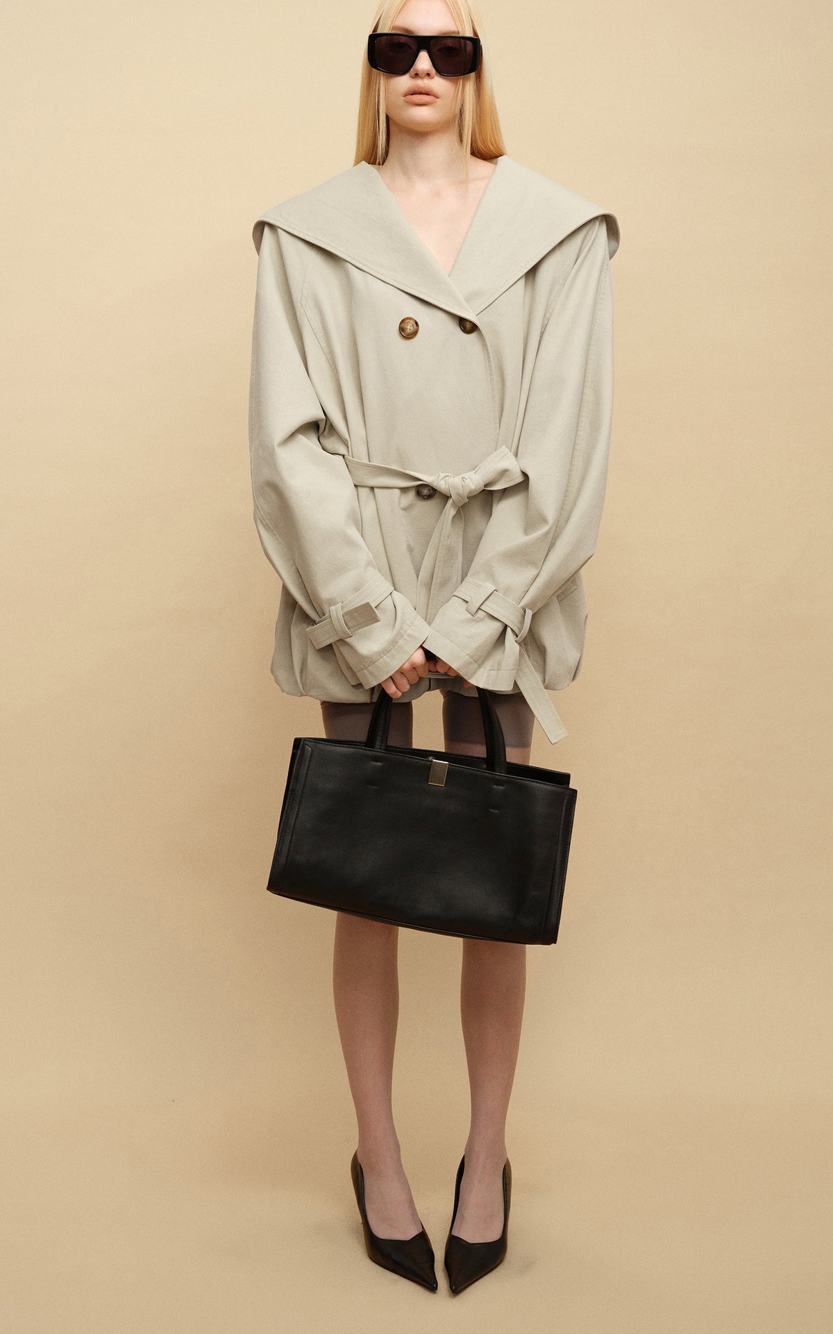 0122stepll Hooded Belted Trench Jacket