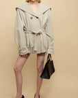 0122stepll Hooded Belted Trench Jacket