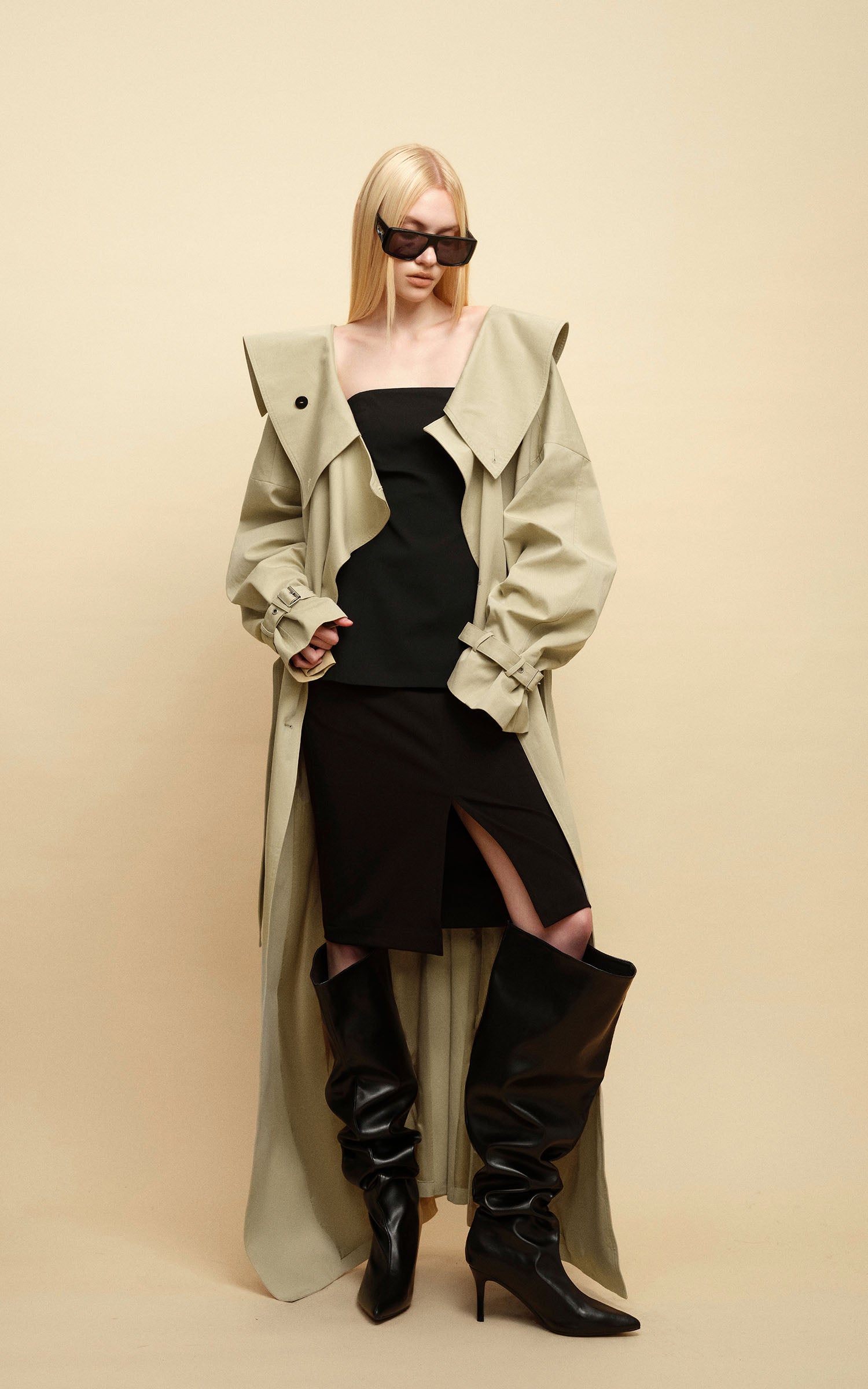 0122stepll Axis High-Neck Oversized Trench Coat