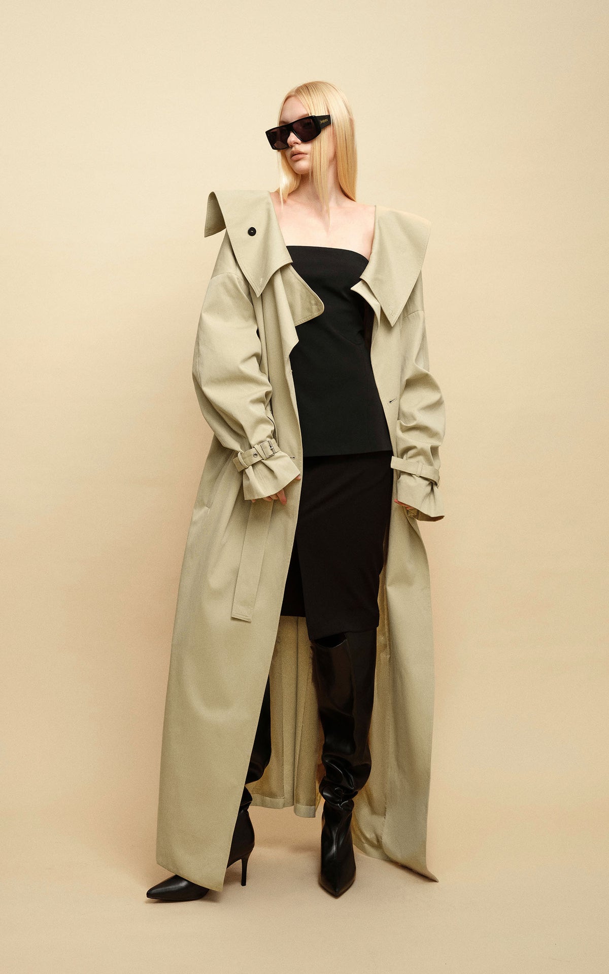 0122stepll Axis High-Neck Oversized Trench Coat