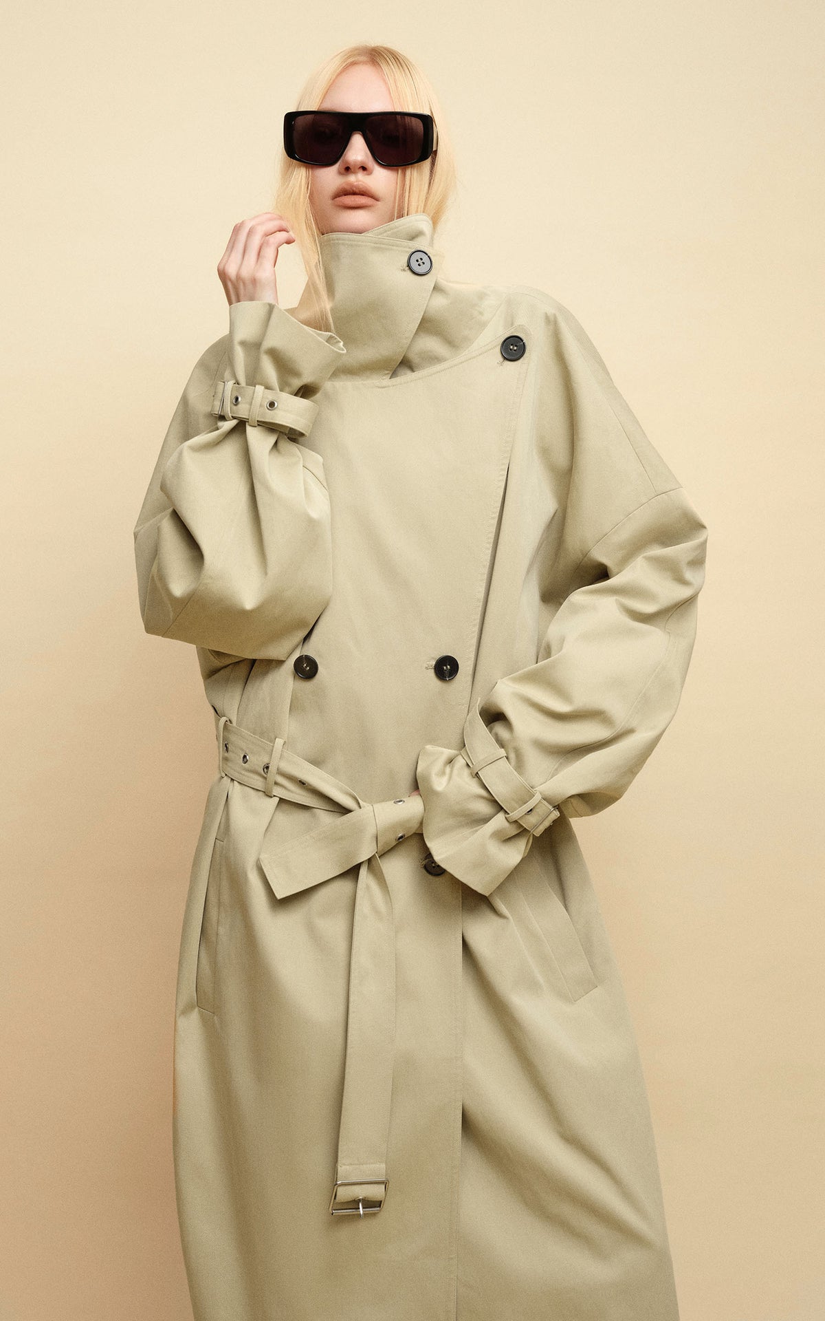 0122stepll Axis High-Neck Oversized Trench Coat
