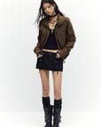Low pixel Studded Buckle Collar Cropped Jacket