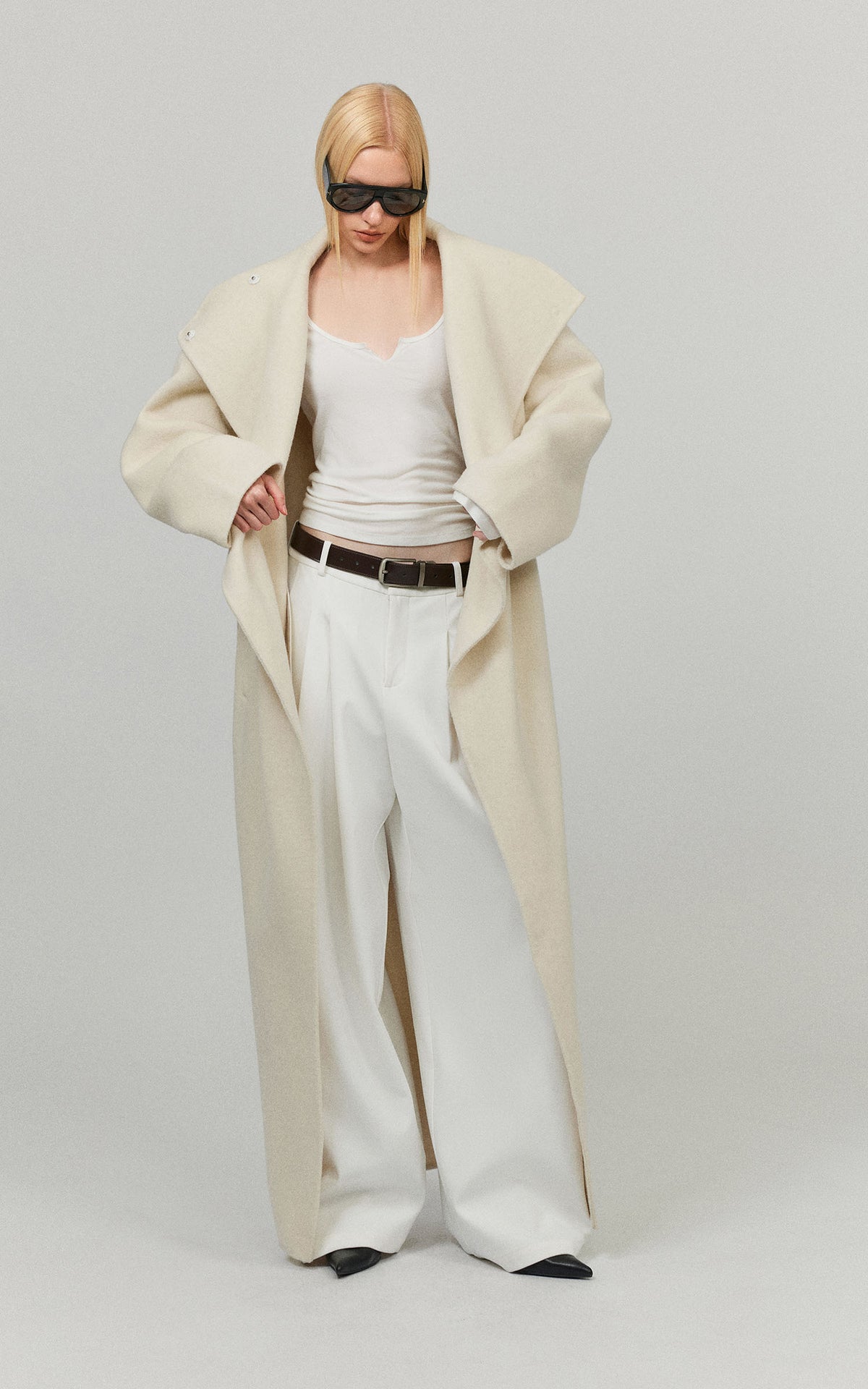 0122stepll Low Rise Pleated Oversized Wide Leg Tailored Pants