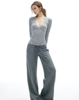 IAMXIAA Cut Out Halter Long Sleeve Shrug Top Ribbed Knit Slim Fit