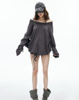 IAMXIAA Sweat-shirt oversize à épaules dénudées et cordon de serrage