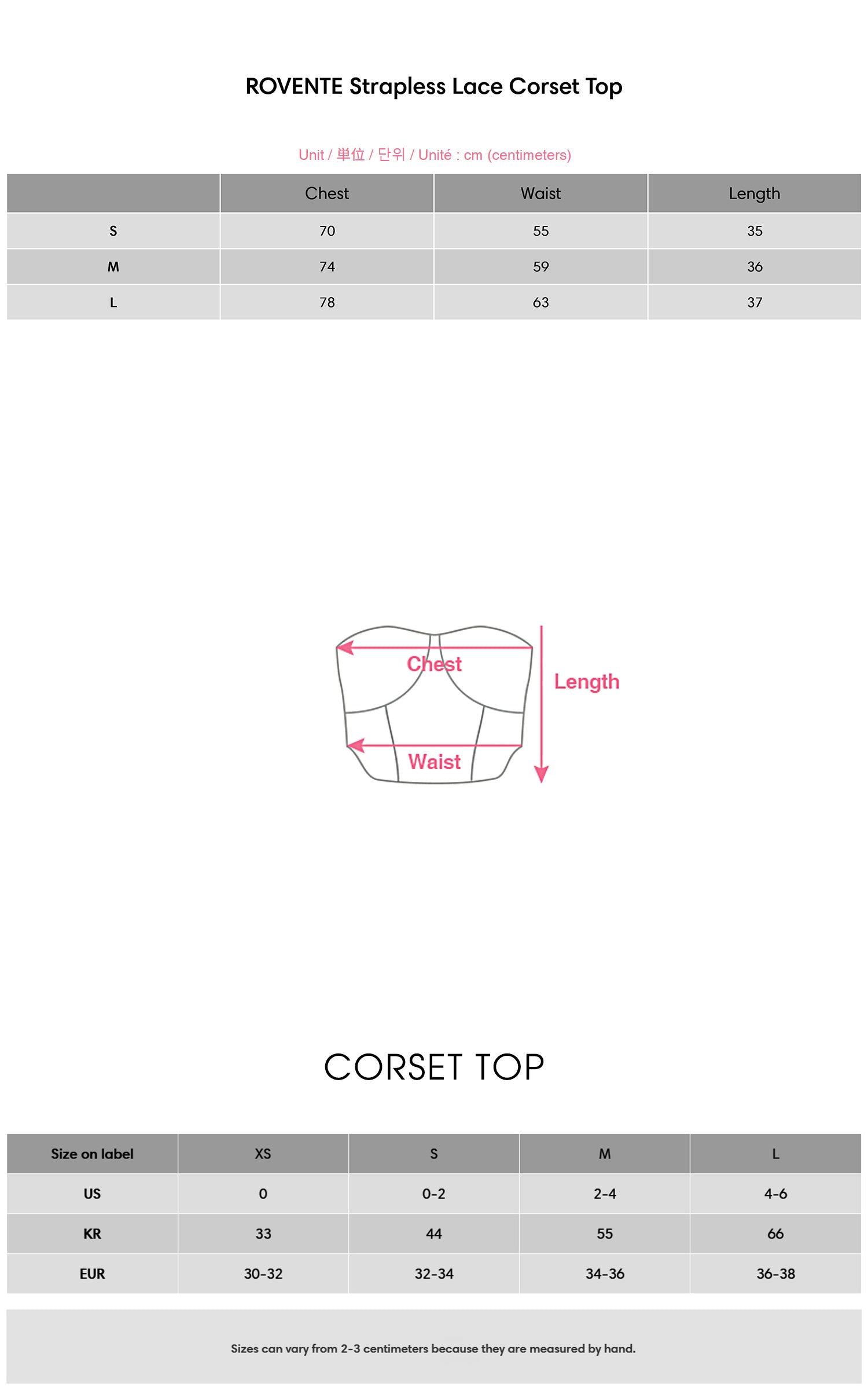 ROVENTE Strapless Lace Corset Top