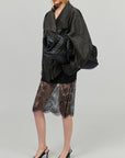 0122stepll Sheer Floral Lace Panel Low Rise Midi Skirt
