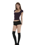 IAMXIAA Square Neck Fitted Short Sleeve T-Shirt