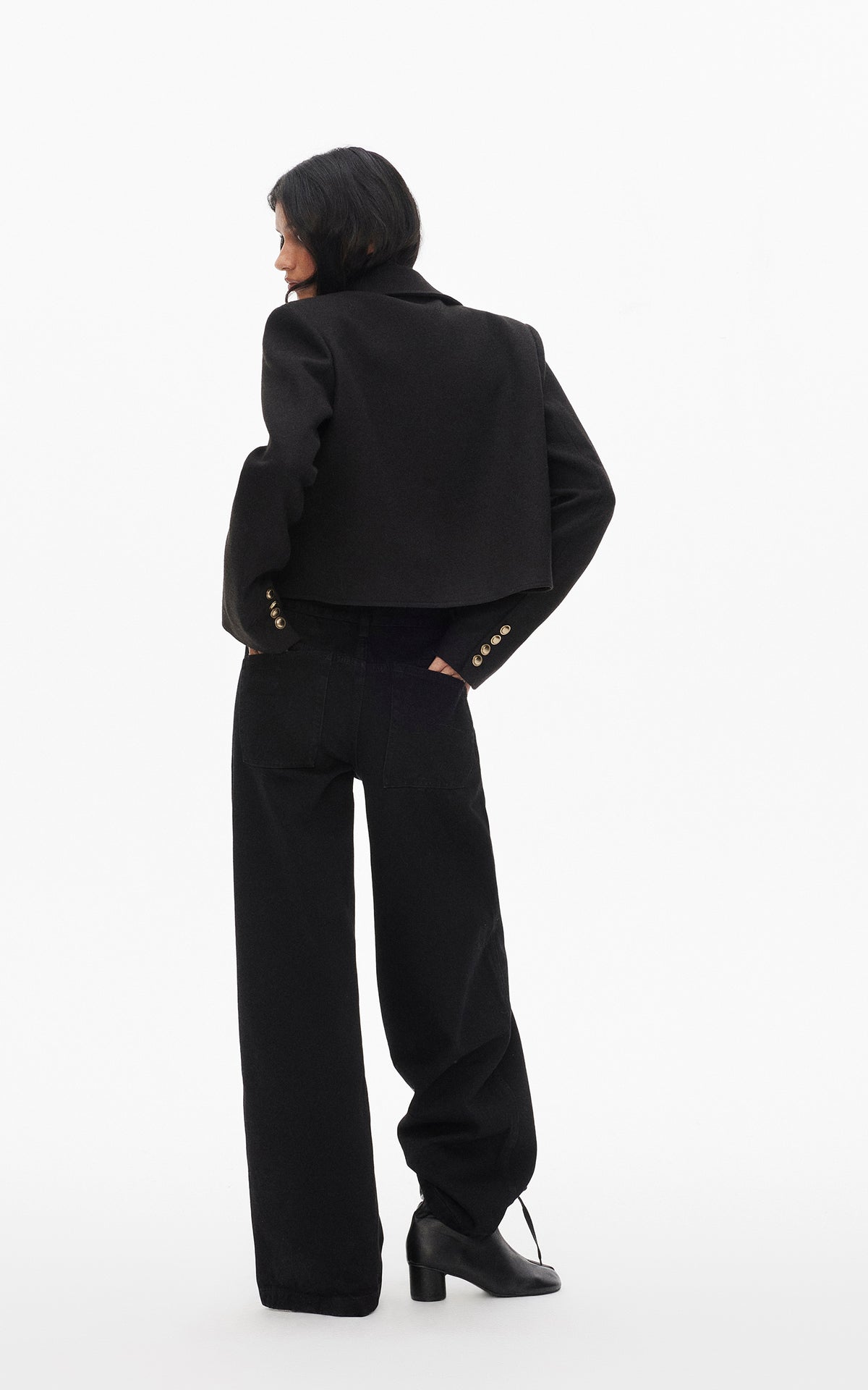 0122stepll High Collar Cropped Military Jacket