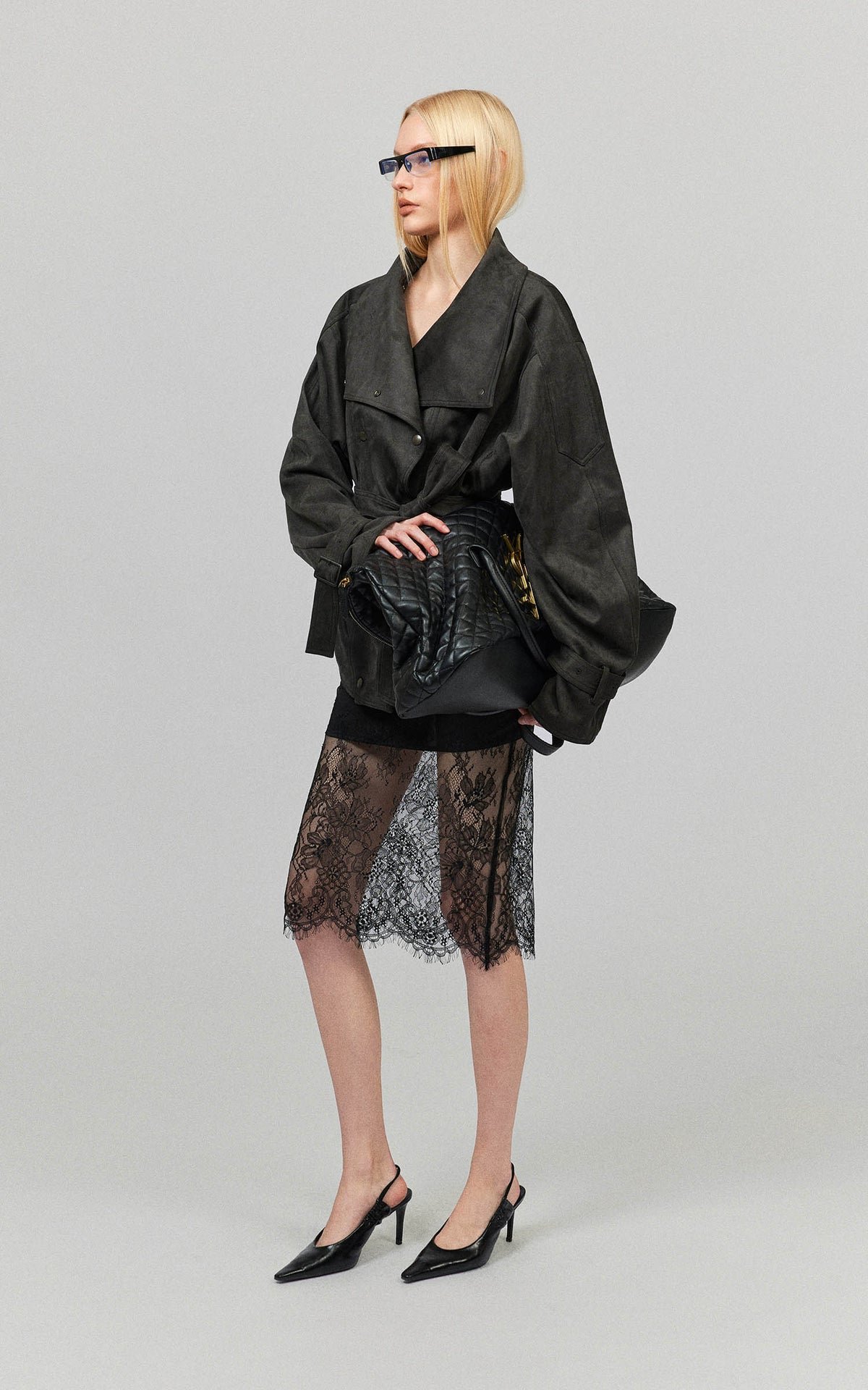0122stepll Washed Suede Belted Biker Jacket