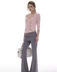 IAMXIAA Striped Cami and Cardigan Set with Lace Trim