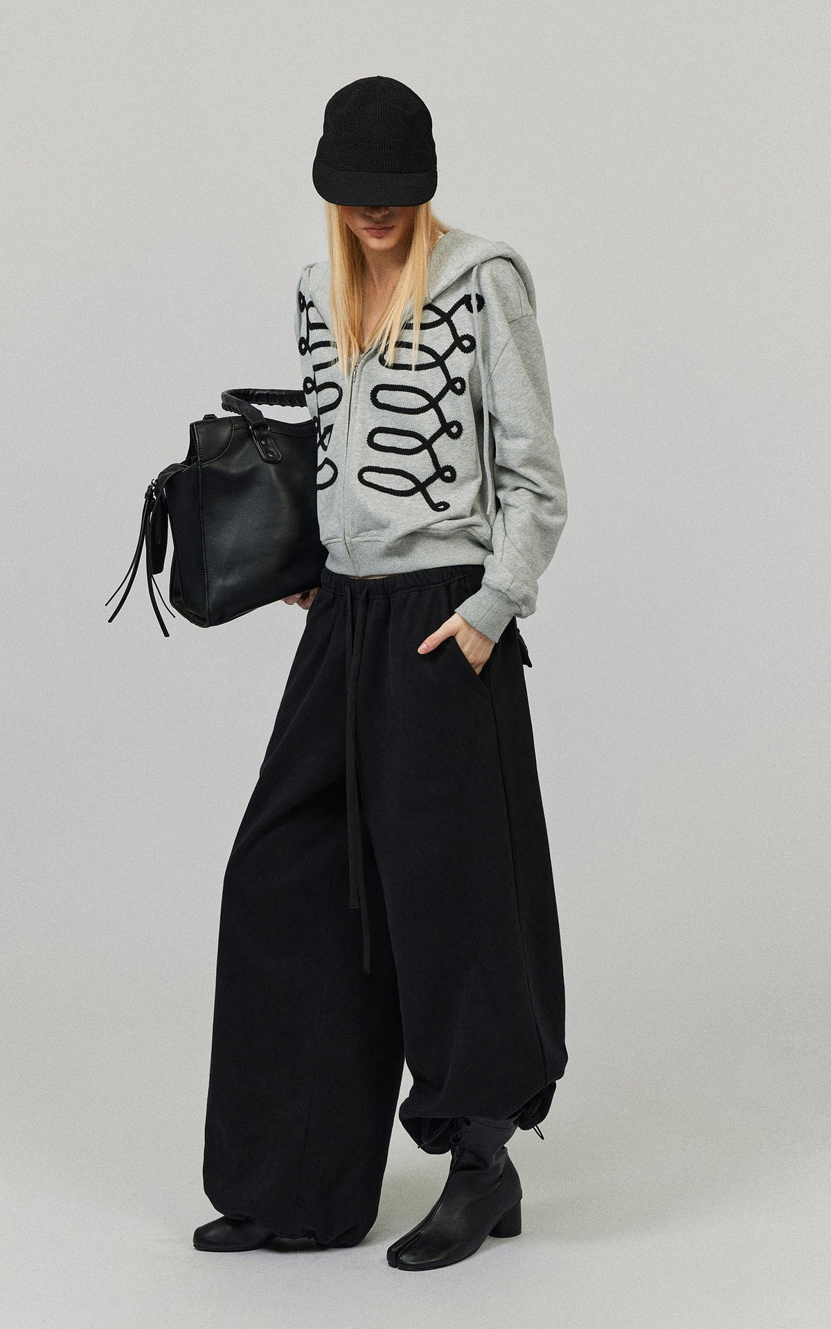 0122stepll Oversized Drawstring Wide-Leg Adjustable Hem Utility Pants