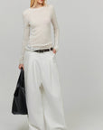 0122stepll Sheer Mohair Slim Long Sleeve Knit Top