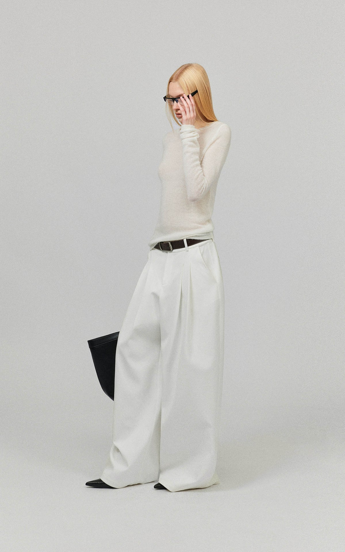 0122stepll Sheer Mohair Slim Long Sleeve Knit Top