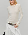 0122stepll Sheer Mohair Slim Long Sleeve Knit Top