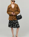 0122stepll Vintage Suede Oversized Double Breasted Belted Trench Jacket