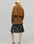 0122stepll Vintage Suede Oversized Double Breasted Belted Trench Jacket
