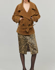 0122stepll Vintage Suede Oversized Double Breasted Belted Trench Jacket