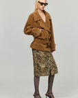 0122stepll Vintage Suede Oversized Double Breasted Belted Trench Jacket