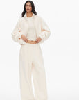 0122stepll Ensemble trois pièces : veste zippée en polaire, t-shirt ajusté et pantalon large