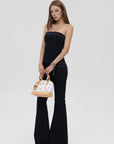 IAMXIAA Strapless Denim Top and Flared Pants Two-Piece Set
