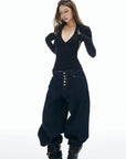 IAMXIAA Cut Out Halter Long Sleeve Shrug Top Ribbed Knit Slim Fit